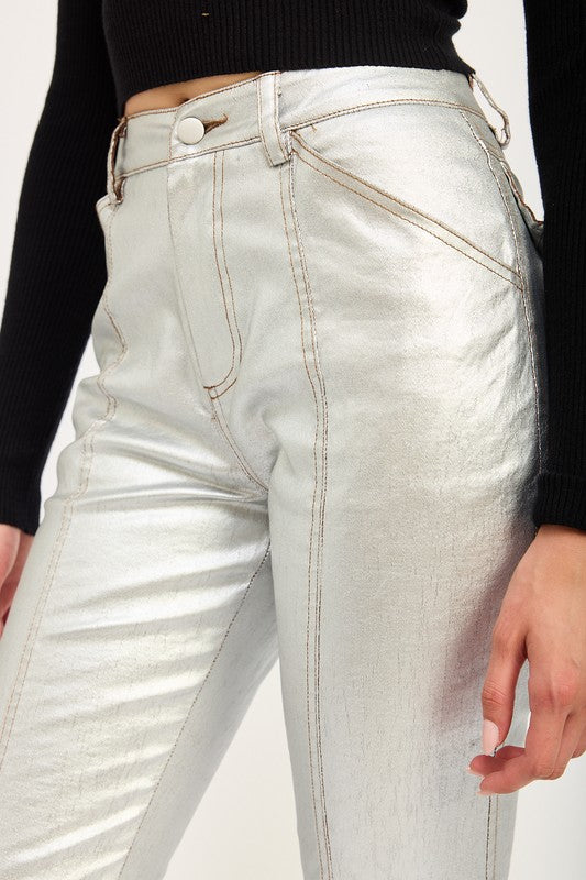 Metallic Flared Trousers - Premium variable from Tooksie - Just $74.99! Shop now at Tooksie