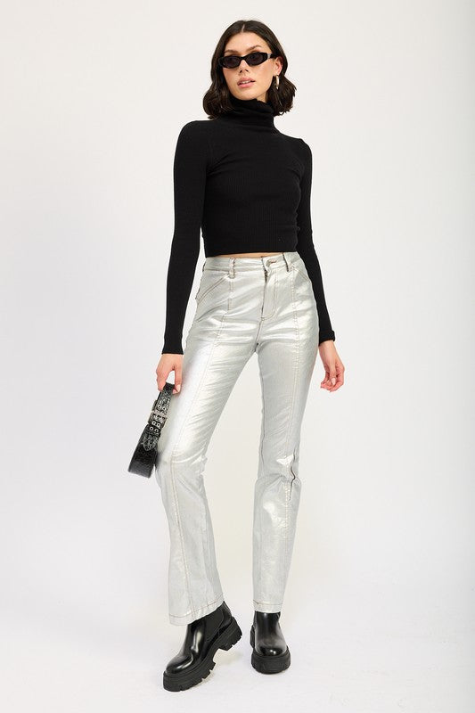 Metallic Flared Trousers - Premium variable from Tooksie - Just $74.99! Shop now at Tooksie