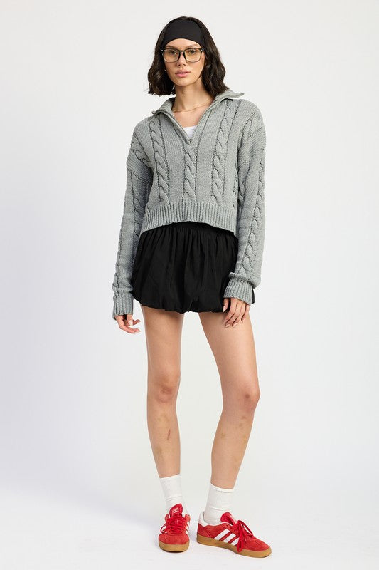 Cable Knit Sweater With Half Zip - Premium variable from Tooksie - Just $59.99! Shop now at Tooksie