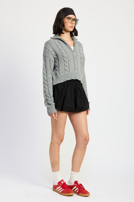 Cable Knit Sweater With Half Zip - Premium variable from Tooksie - Just $59.99! Shop now at Tooksie