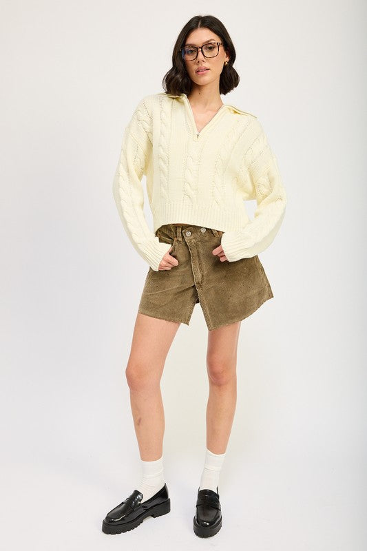 Cable Knit Sweater With Half Zip - Premium variable from Tooksie - Just $59.99! Shop now at Tooksie