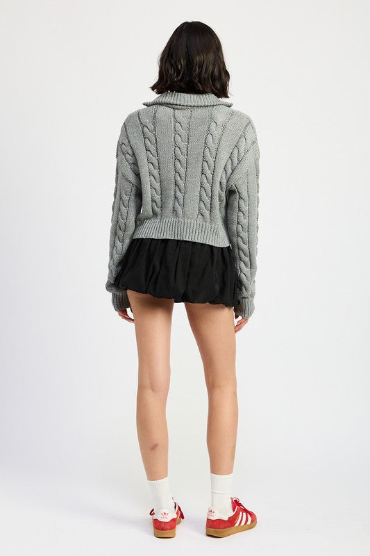 Cable Knit Sweater With Half Zip - Premium variable from Tooksie - Just $59.99! Shop now at Tooksie