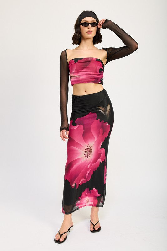 Asymetric Ruched Maxi Skirt - Premium variable from Emory Park - Just $48.99! Shop now at Tooksie