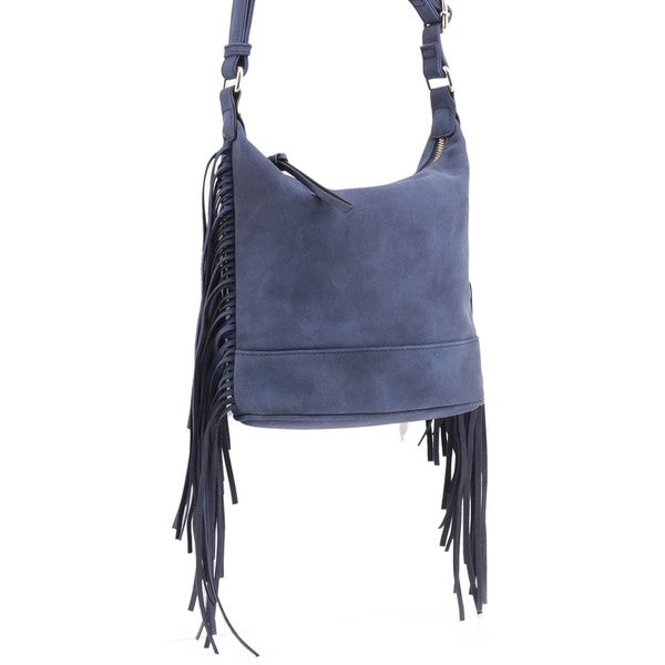 Faux Suede Fringe Crossbody Bag - Premium variable from Tooksie - Just $37.99! Shop now at Tooksie