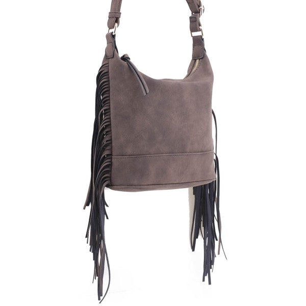 Faux Suede Fringe Crossbody Bag - Premium variable from Tooksie - Just $37.99! Shop now at Tooksie