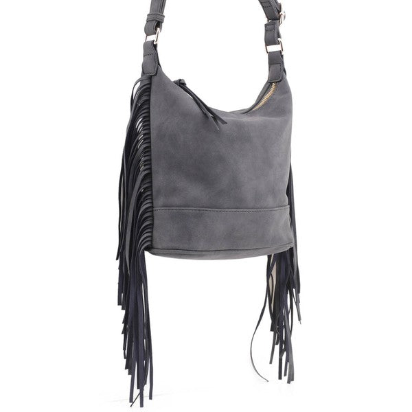 Faux Suede Fringe Crossbody Bag - Premium variable from Tooksie - Just $37.99! Shop now at Tooksie