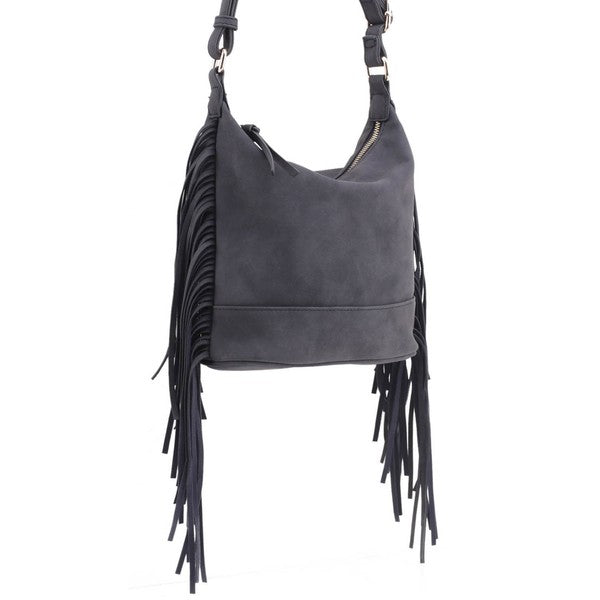 Faux Suede Fringe Crossbody Bag - Premium variable from Tooksie - Just $37.99! Shop now at Tooksie