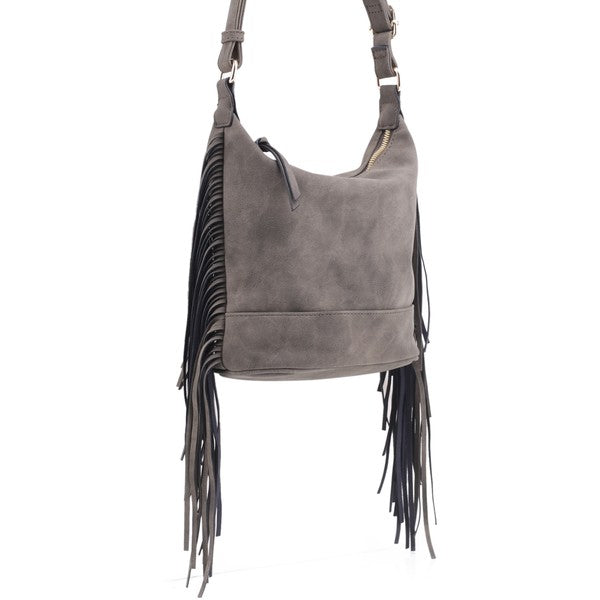 Faux Suede Fringe Crossbody Bag - Premium variable from Tooksie - Just $37.99! Shop now at Tooksie