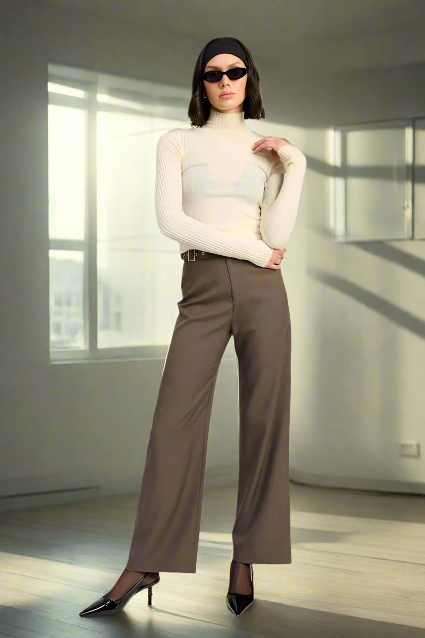 Brown Relaxed Fit Trousers - Premium variable from Tooksie - Just $58.99! Shop now at Tooksie