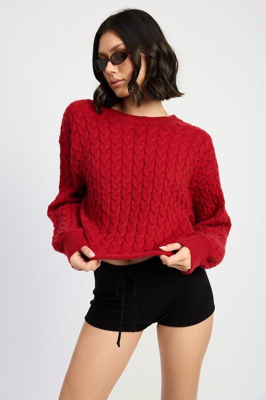 Cable Knit Cropped Sweater - Premium variable from Tooksie - Just $49.99! Shop now at Tooksie