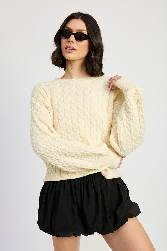 Cable Knit Cropped Sweater - Premium variable from Tooksie - Just $49.99! Shop now at Tooksie