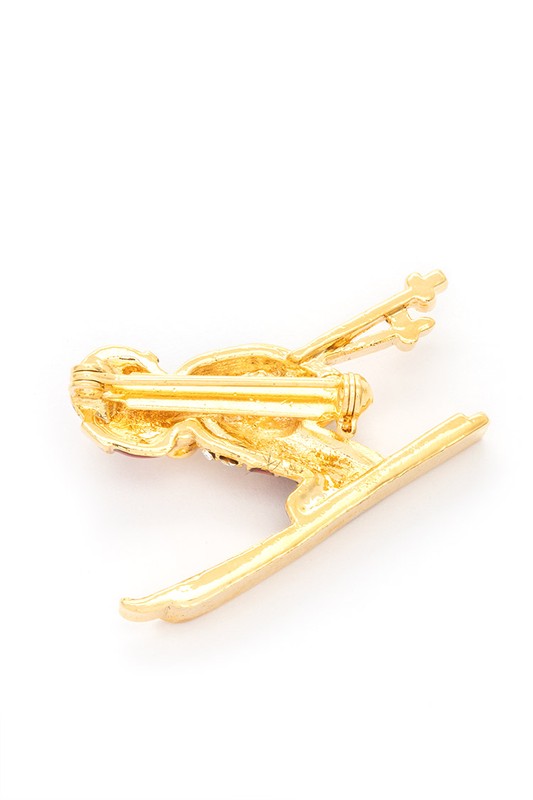 Crystal Skier Brooch - Premium variable from Tooksie - Just $4.99! Shop now at Tooksie