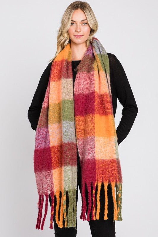 Soft Check Print Scarf - Premium variable from Tooksie - Just $20.99! Shop now at Tooksie