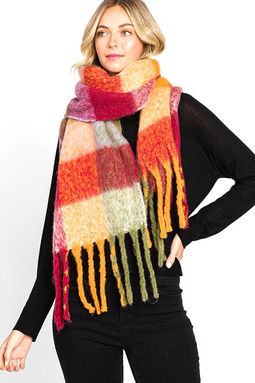 Soft Check Print Scarf - Premium variable from Tooksie - Just $20.99! Shop now at Tooksie