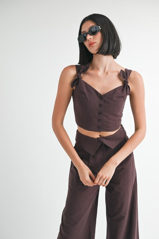 Crop Top With Shoulder Ties - Premium  from Tooksie - Just $46.99! Shop now at Tooksie