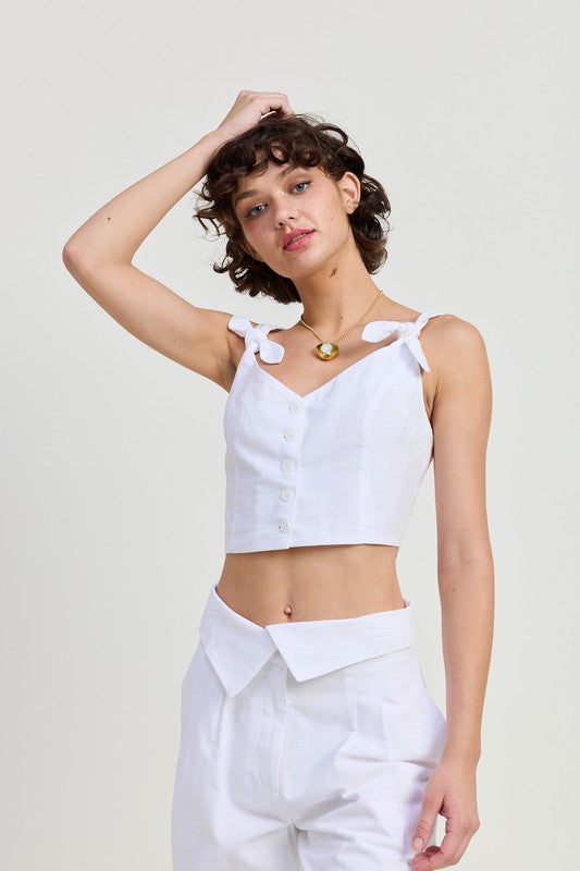 Crop Top With Shoulder Ties - Premium variable from Tooksie - Just $46.99! Shop now at Tooksie