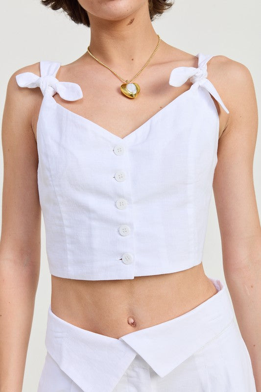 Crop Top With Shoulder Ties - Premium variable from Tooksie - Just $46.99! Shop now at Tooksie