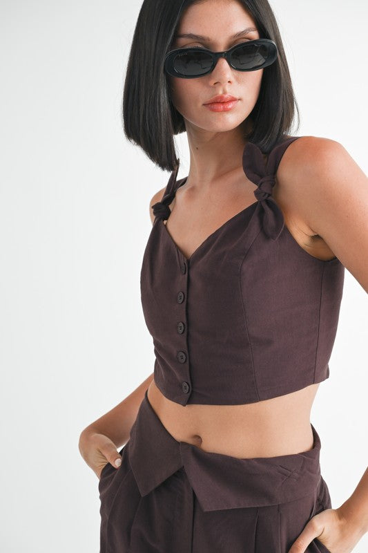 Crop Top With Shoulder Ties - Premium  from Tooksie - Just $46.99! Shop now at Tooksie