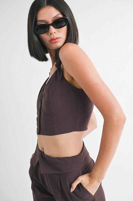 Crop Top With Shoulder Ties - Premium variable from Tooksie - Just $46.99! Shop now at Tooksie