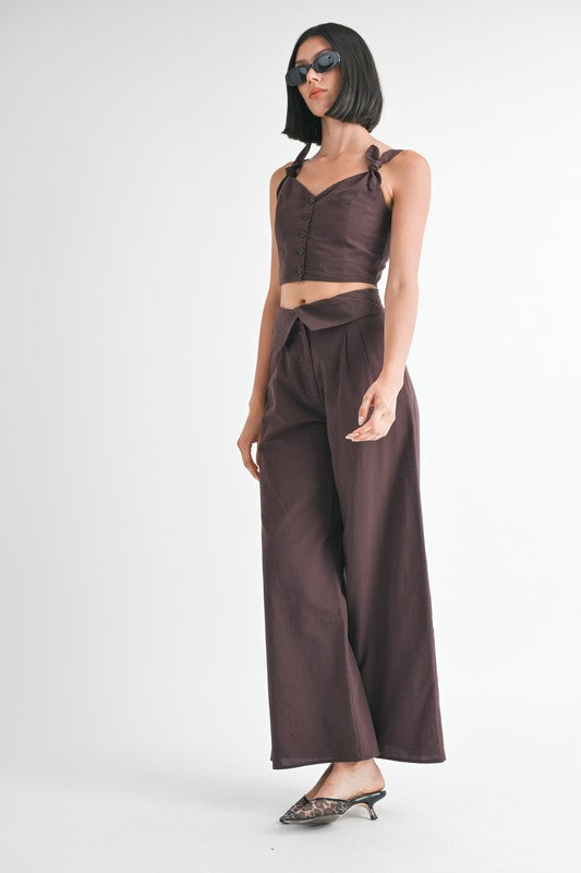 Wide Leg Fold Over Trousers - Premium variable from Tooksie - Just $72.99! Shop now at Tooksie