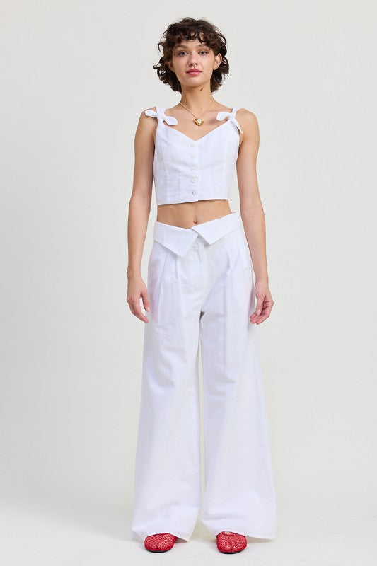 Wide Leg Fold Over Trousers - Premium variable from Tooksie - Just $72.99! Shop now at Tooksie