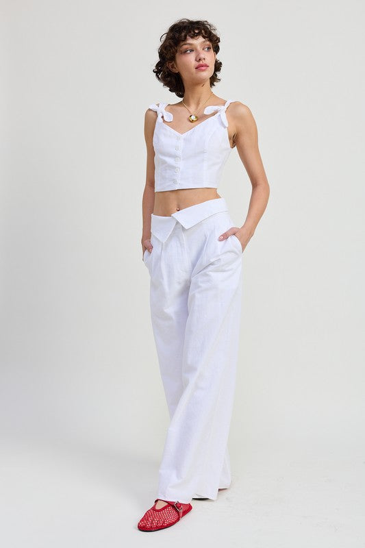 Wide Leg Fold Over Trousers - Premium variable from Tooksie - Just $72.99! Shop now at Tooksie