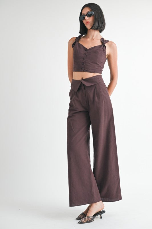 Wide Leg Fold Over Trousers - Premium variable from Tooksie - Just $72.99! Shop now at Tooksie