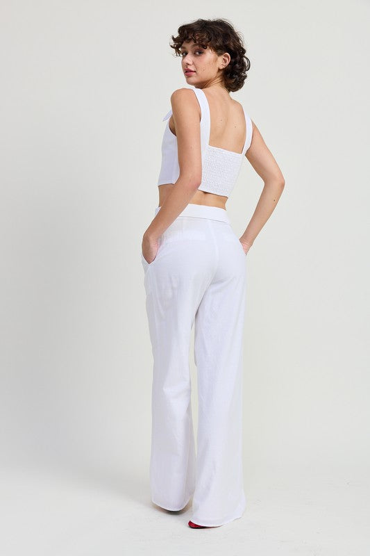 Wide Leg Fold Over Trousers - Premium variable from Tooksie - Just $72.99! Shop now at Tooksie