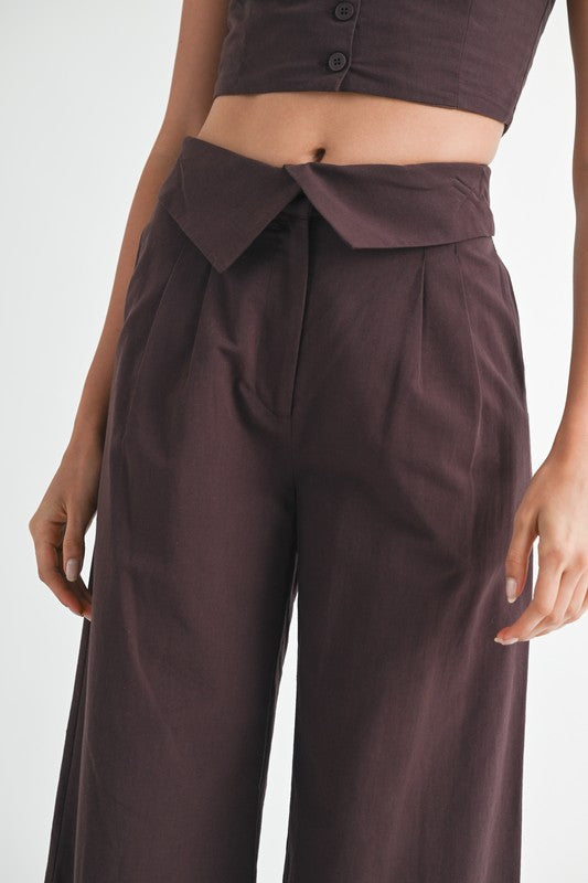 Wide Leg Fold Over Trousers - Premium variable from Tooksie - Just $72.99! Shop now at Tooksie