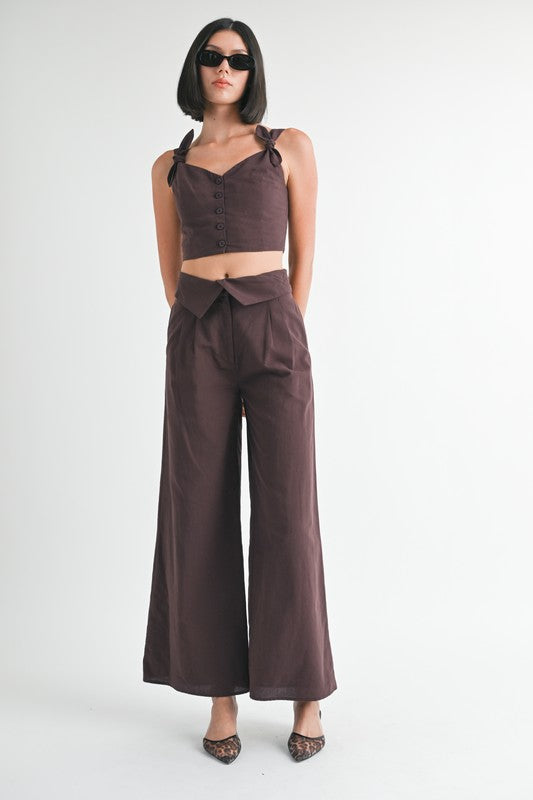 Wide Leg Fold Over Trousers - Premium  from Tooksie - Just $72.99! Shop now at Tooksie