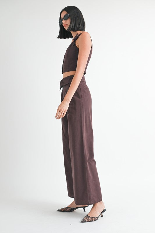 Wide Leg Fold Over Trousers - Premium variable from Tooksie - Just $72.99! Shop now at Tooksie