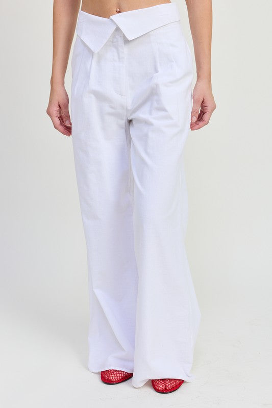 Wide Leg Fold Over Trousers - Premium variable from Tooksie - Just $72.99! Shop now at Tooksie