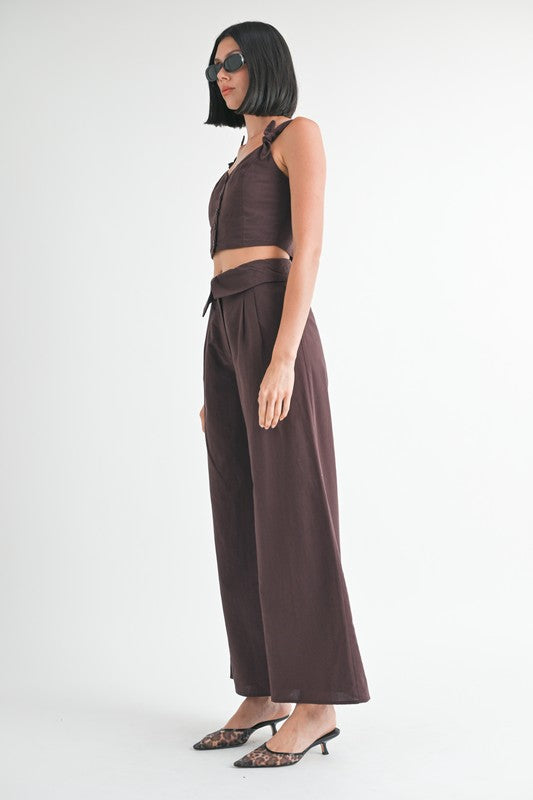 Wide Leg Fold Over Trousers - Premium variable from Tooksie - Just $72.99! Shop now at Tooksie