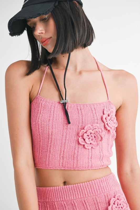 Pink Crochet Halter Neck Top - Premium variable from Tooksie - Just $37.99! Shop now at Tooksie