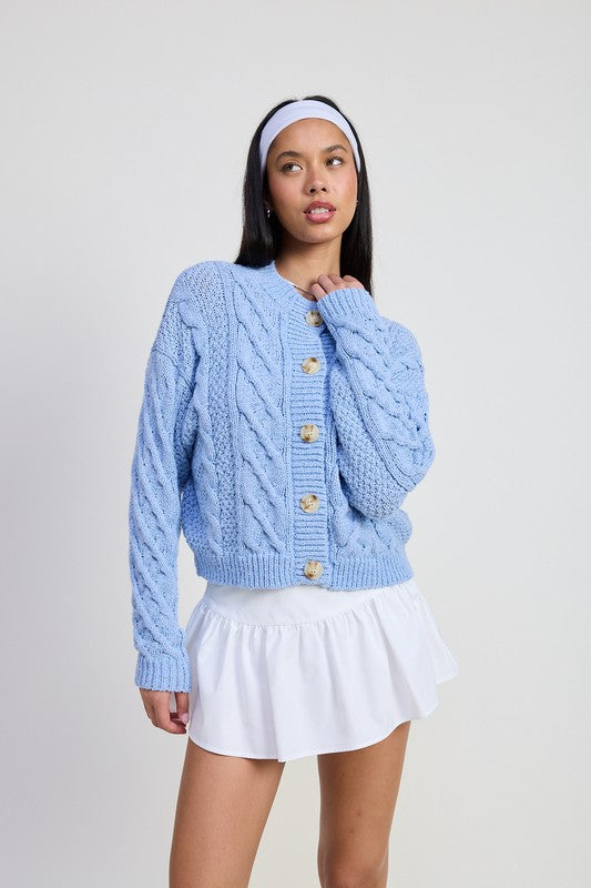 Chunky Cable Knit Cardigan - Premium variable from Tooksie - Just $62.99! Shop now at Tooksie