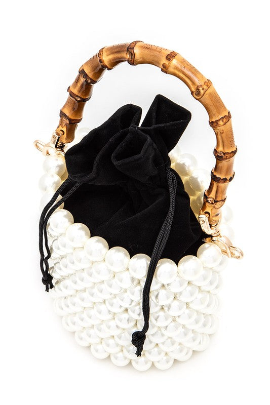 Beaded Bucket Bag With Bamboo Handle - Premium variable from Tooksie - Just $44.99! Shop now at Tooksie