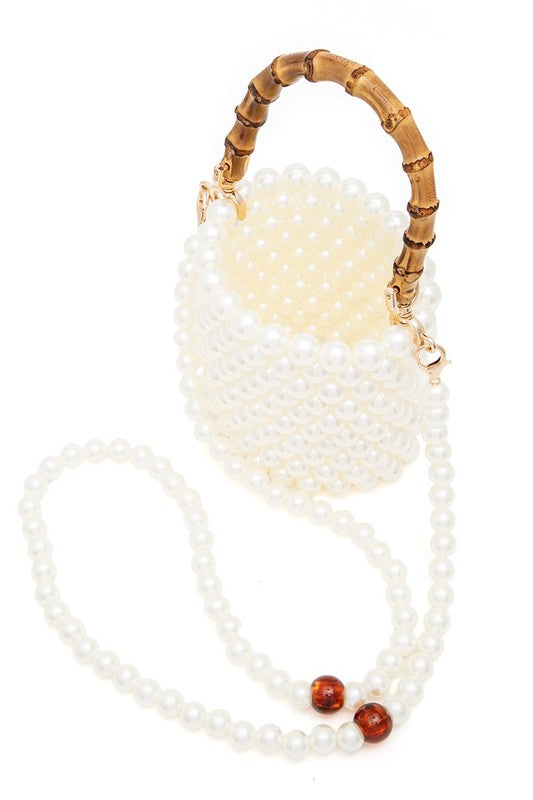 Beaded Bucket Bag With Bamboo Handle - Premium variable from Tooksie - Just $44.99! Shop now at Tooksie