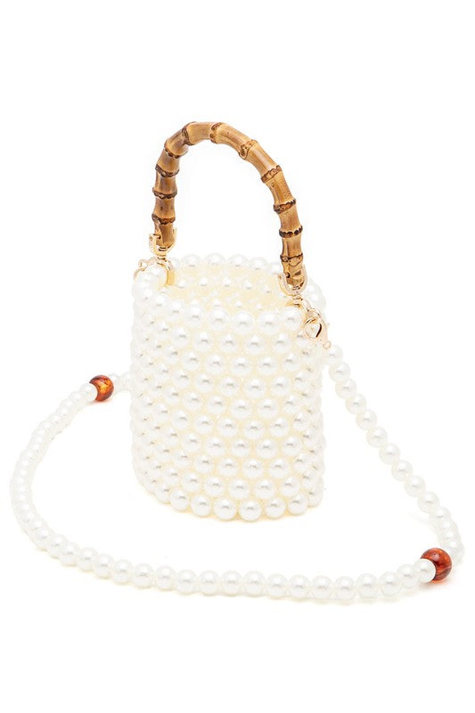 Beaded Bucket Bag With Bamboo Handle - Premium variable from Tooksie - Just $44.99! Shop now at Tooksie