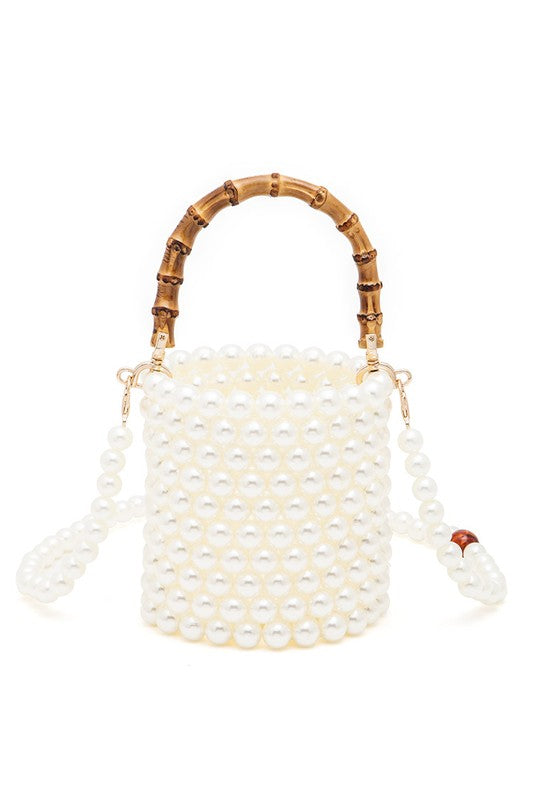 Beaded Bucket Bag With Bamboo Handle - Premium variable from Tooksie - Just $44.99! Shop now at Tooksie