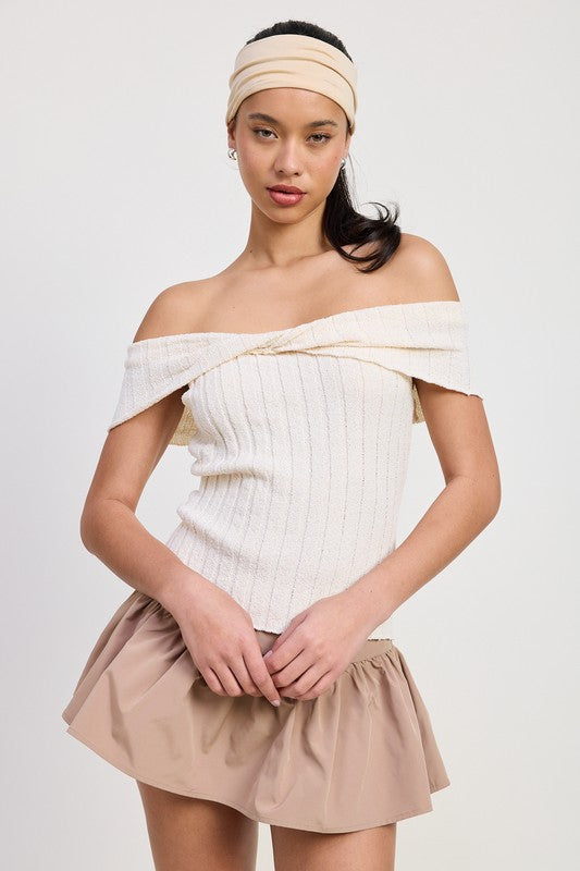 Off Shoulder Sweater Top - Premium variable from Tooksie - Just $45.99! Shop now at Tooksie