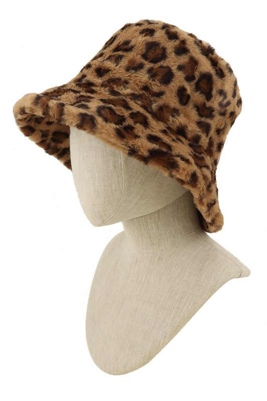 Faux Fur Leopard Print Bucket Hat - Premium  from Tooksie - Just $15.99! Shop now at Tooksie