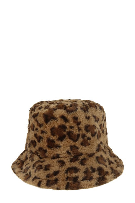 Faux Fur Leopard Print Bucket Hat - Premium  from Tooksie - Just $15.99! Shop now at Tooksie