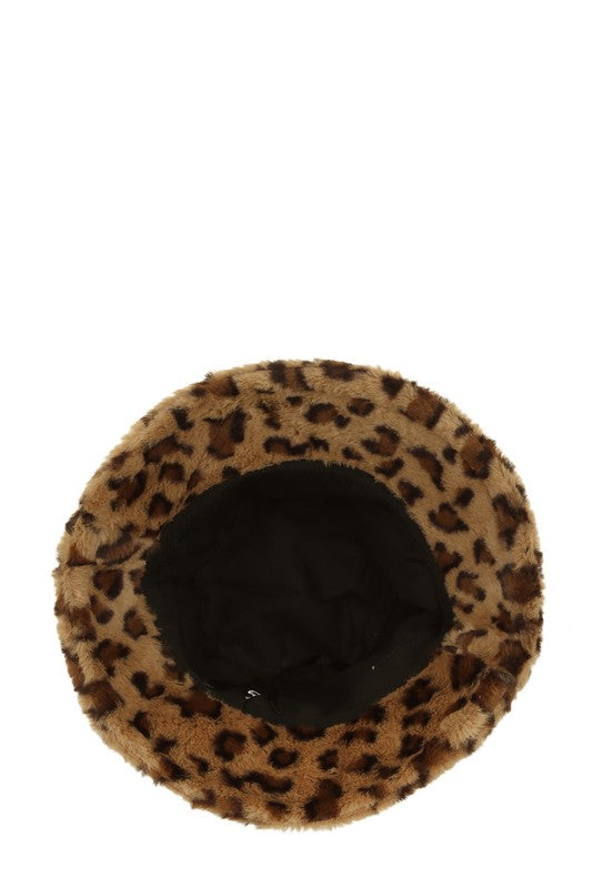 Faux Fur Leopard Print Bucket Hat - Premium  from Tooksie - Just $15.99! Shop now at Tooksie