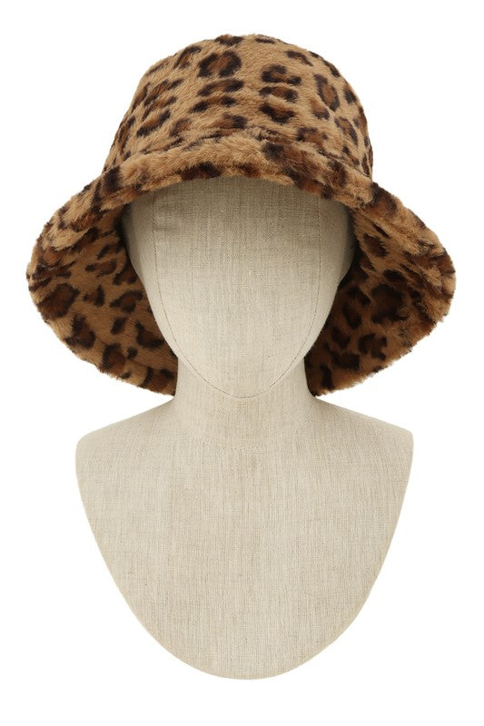 Faux Fur Leopard Print Bucket Hat - Premium  from Tooksie - Just $15.99! Shop now at Tooksie