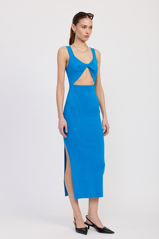 Front Knot Midi Dress with Cutout - Premium variable from Tooksie - Just $52.99! Shop now at Tooksie