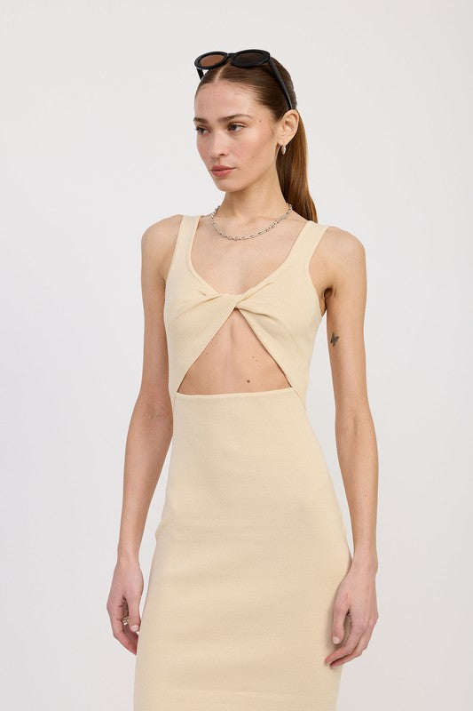 Front Knot Midi Dress with Cutout - Premium variable from Tooksie - Just $52.99! Shop now at Tooksie