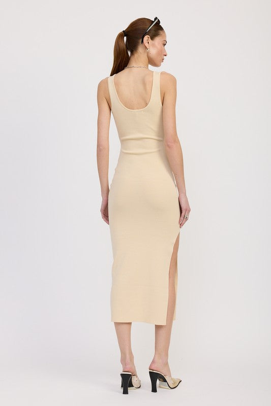 Front Knot Midi Dress with Cutout - Premium variable from Tooksie - Just $52.99! Shop now at Tooksie