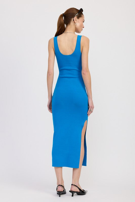Front Knot Midi Dress with Cutout - Premium variable from Tooksie - Just $52.99! Shop now at Tooksie