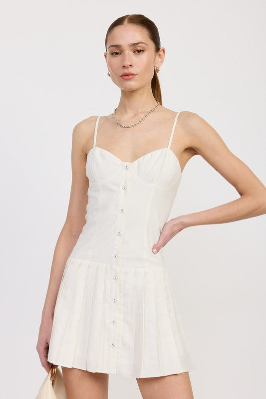 Spaghetti Strap Pleated Mini Dress - Premium  from Tooksie - Just $66.99! Shop now at Tooksie