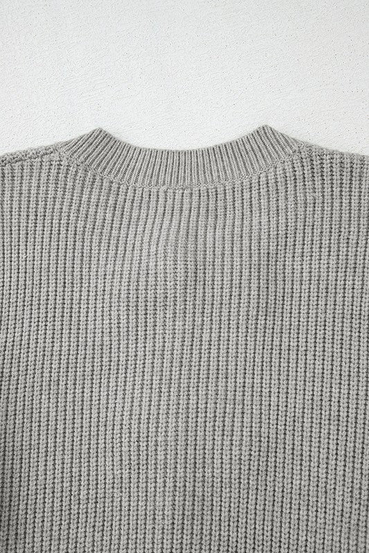 Gray Ribbed Knit Bow Button Cardigan - Premium  from Tooksie - Just $63.99! Shop now at Tooksie
